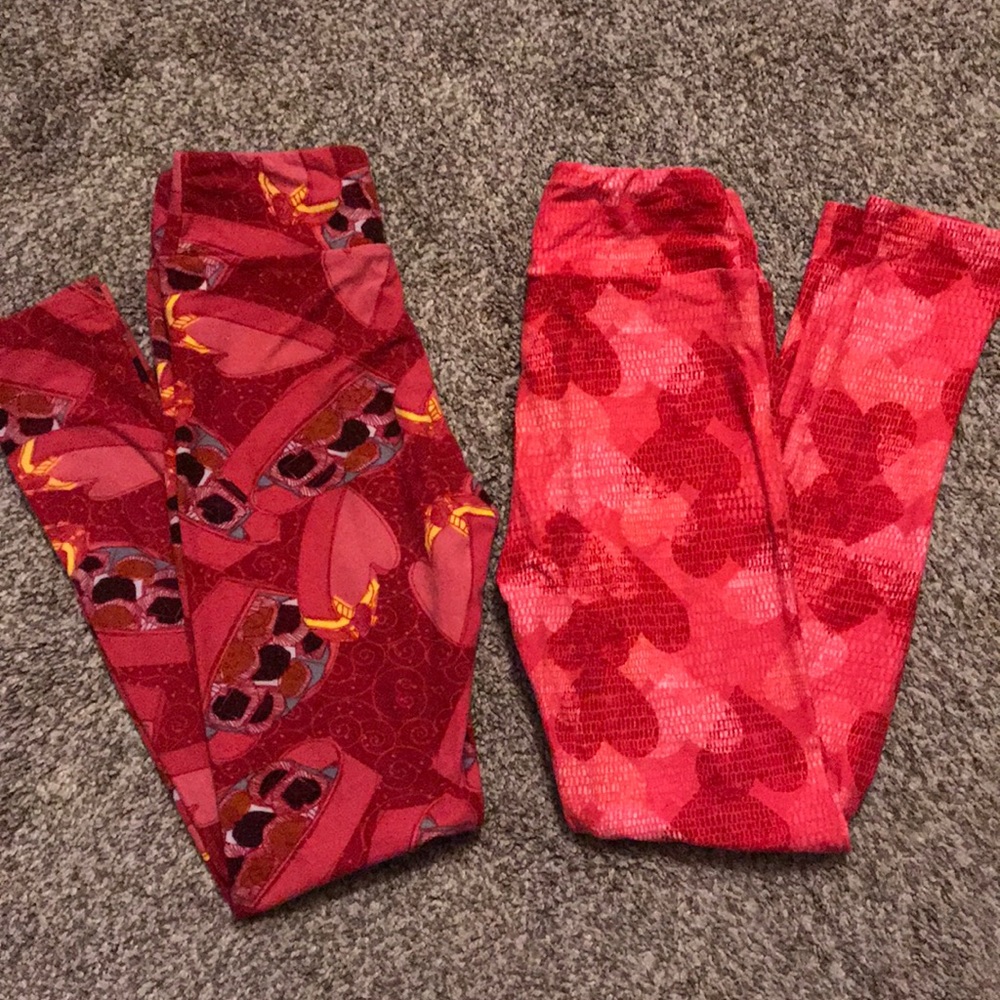 2 pairs Lularoe valentine leggings tween